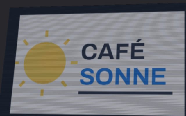 Logo von einem Bildschirm abfotografiert, schräg und mit Streifen