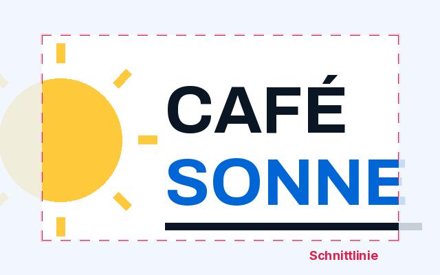 Logo ragt über die Schnittlinie des Aufklebers hinaus